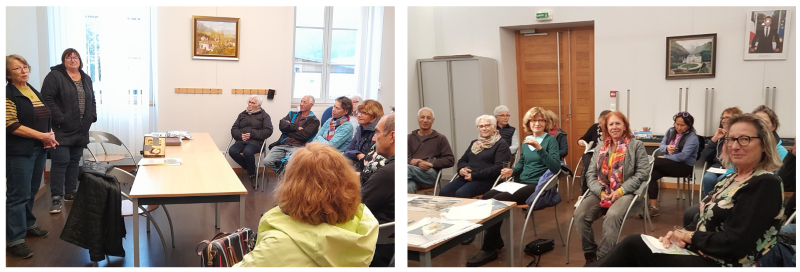 Accueil à la mairie par Christiane Charles et Danielle Perrin, élues communales