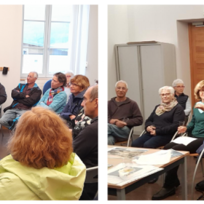 Accueil à la mairie par Christiane Charles et Danielle Perrin, élues communales