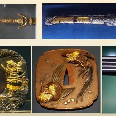 Dans l’espace Japon du musée, les sabres ornés des Samouraïs 