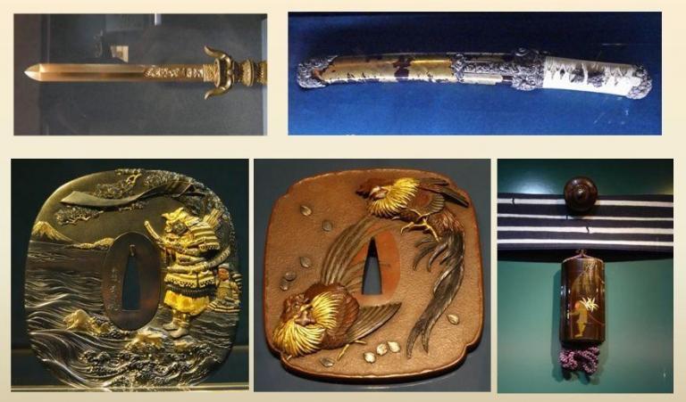 Dans l’espace Japon du musée, les sabres ornés des Samouraïs 